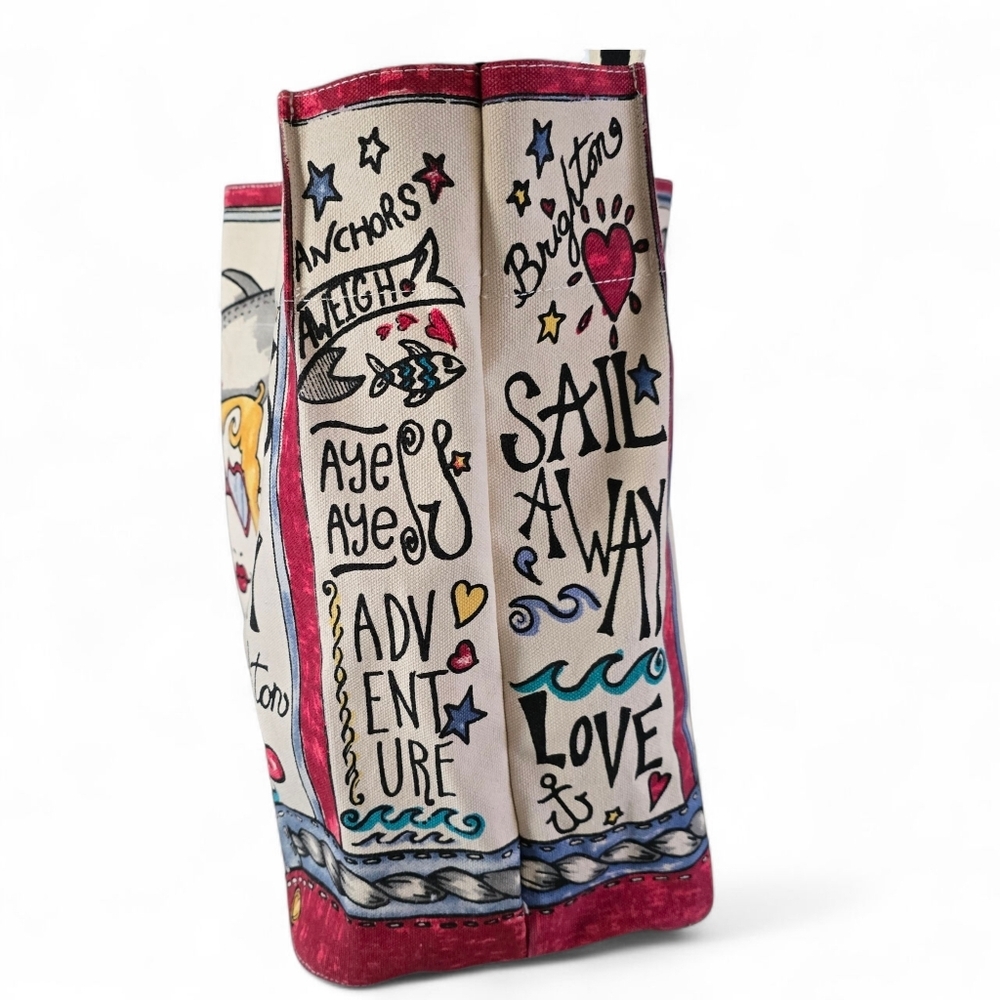 Brighton “Seas the Day” Canvas Tote Bag – Anchor Love Print - Picture 5 of 7